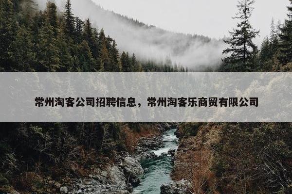 常州淘客公司招聘信息，常州淘客乐商贸有限公司