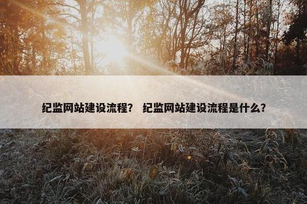 纪监网站建设流程？ 纪监网站建设流程是什么？