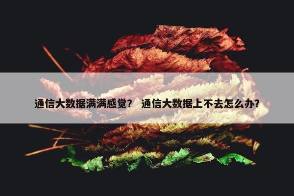 通信大数据满满感觉？ 通信大数据上不去怎么办？