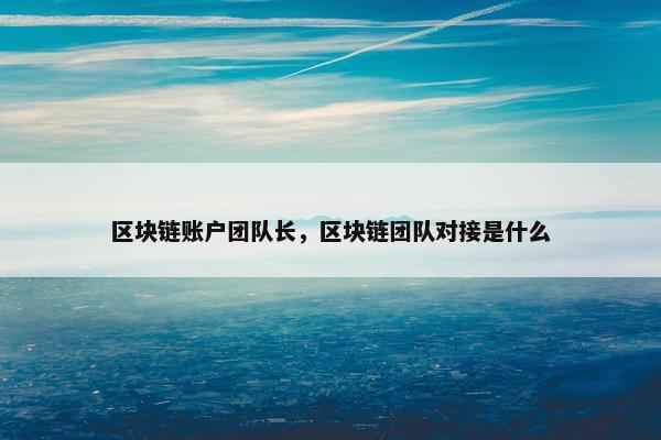 区块链账户团队长，区块链团队对接是什么