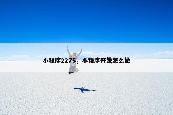 小程序2275，小程序开发怎么做