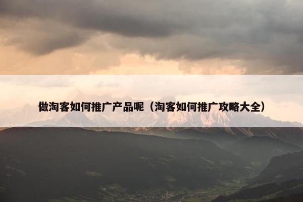 做淘客如何推广产品呢（淘客如何推广攻略大全）