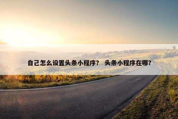 自己怎么设置头条小程序？ 头条小程序在哪？